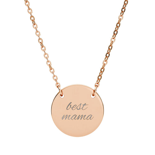 "best mama" Circle Engraved Necklace